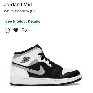 Jordan 1 Mid White Shadow (GS)